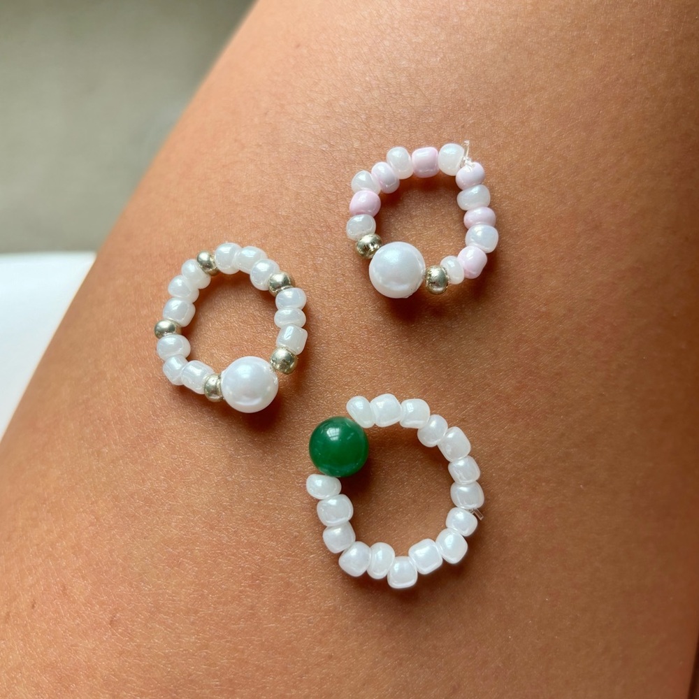 Beaded rings, 3 pack
